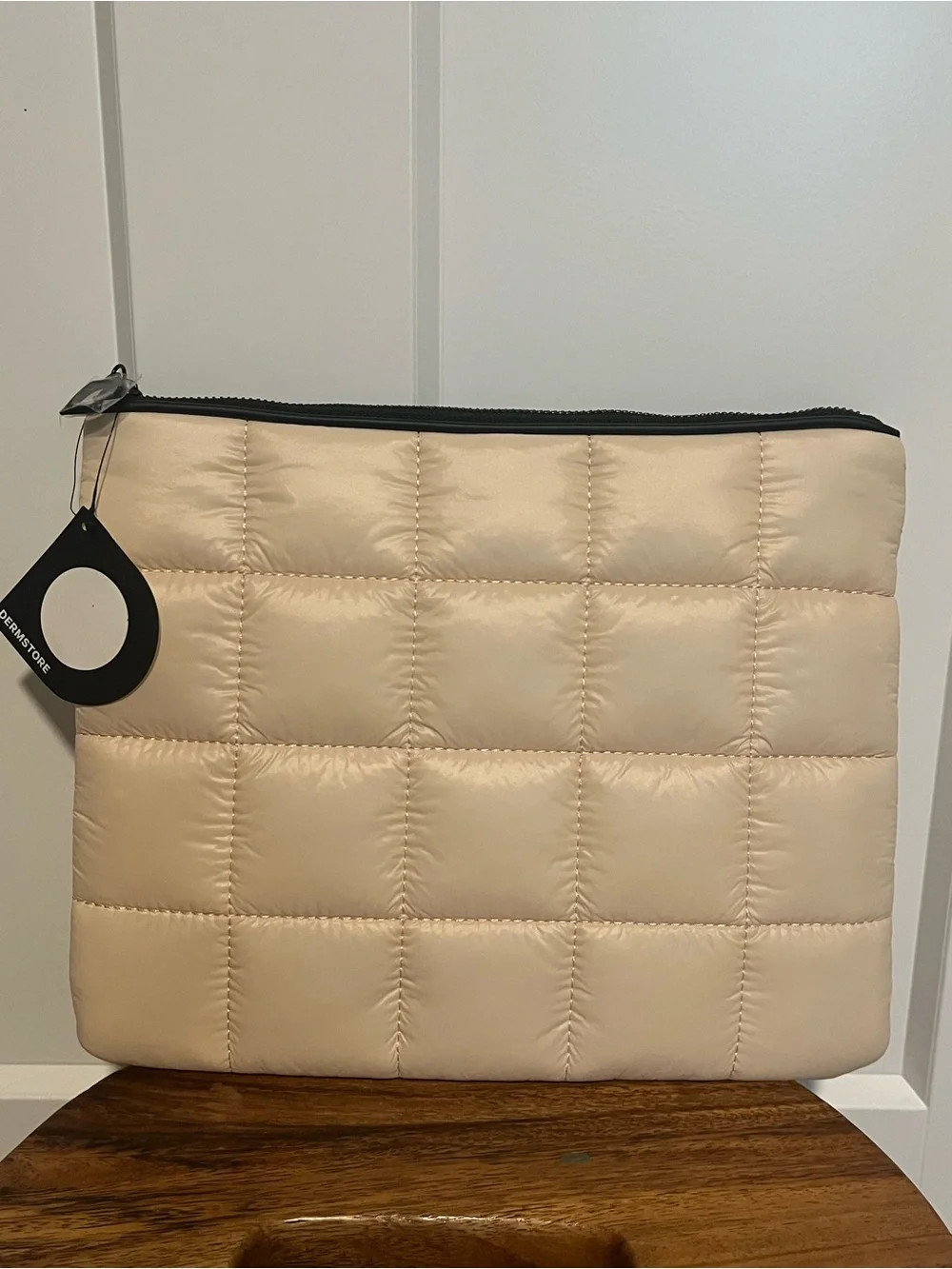 Dermstore Quilted Cosmetic Pouch in Cream